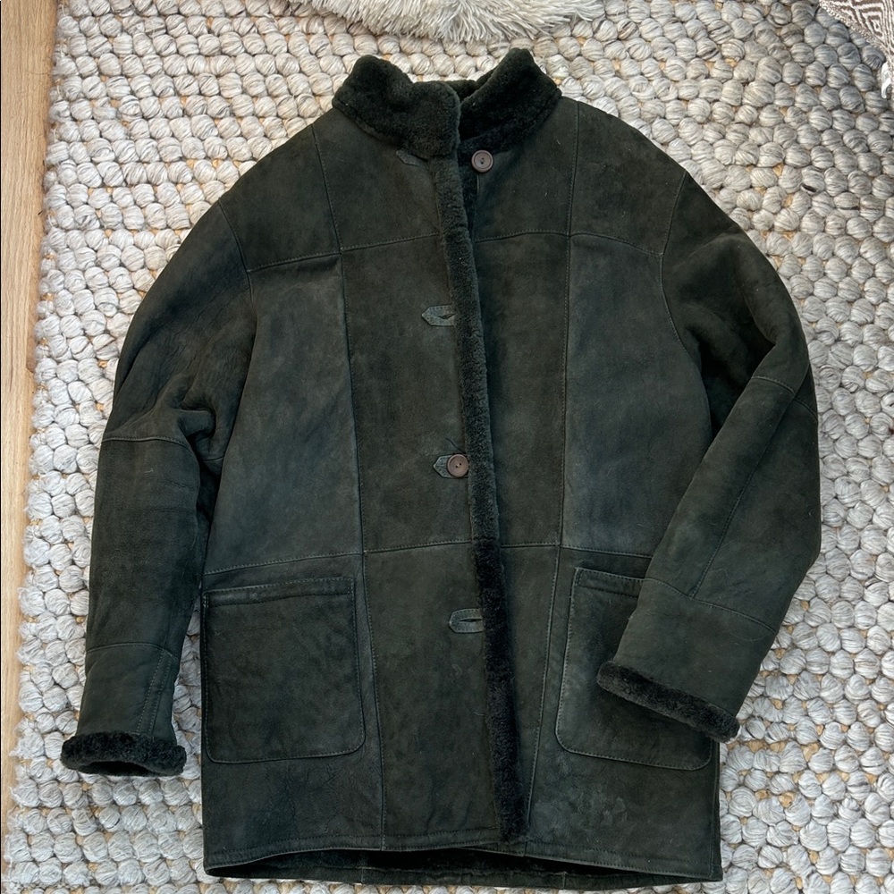 Women’s vintage Sawyer of Napa Dark Green Shearling Coat